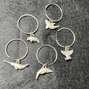 Pewter Wine Glass Charms Marine Life